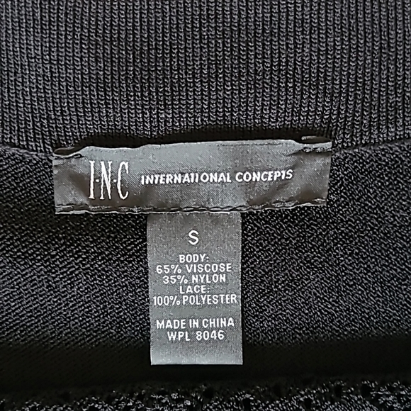 INC International off the Shoulder Sweater. Black with White Embroidery. Sz Smal - Picture 2 of 5